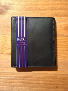 Black Leather Bi-Fold Wallet